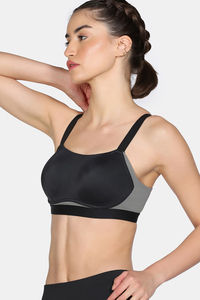 Zelocity High Impact Quick Dry Padded Sports Bra - Jet Black — thumbnail 4